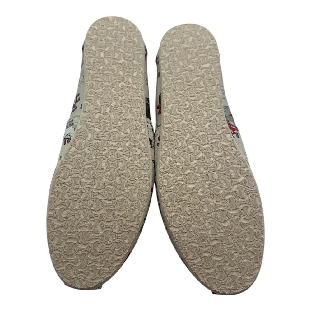 Toms Belmont Christmas Cats Shoes Womens 7.5 Gray Holiday‎ Slip On Shoes
